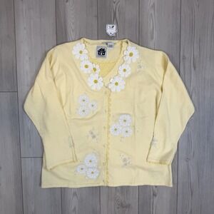 NWT VTG 90's Daisy Storybook Knits 1X Cardigan & Tank Embroidered Cottagecore